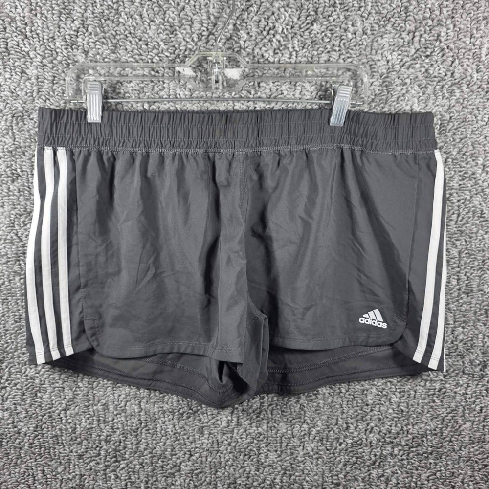Adidas Pacer 3-Stripes Shorts Grey AEROREADY Athletic Women XL